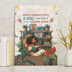 Never Underestimate A Girl Who Loves Reading Books Canvas Wall Art African Book Lovers