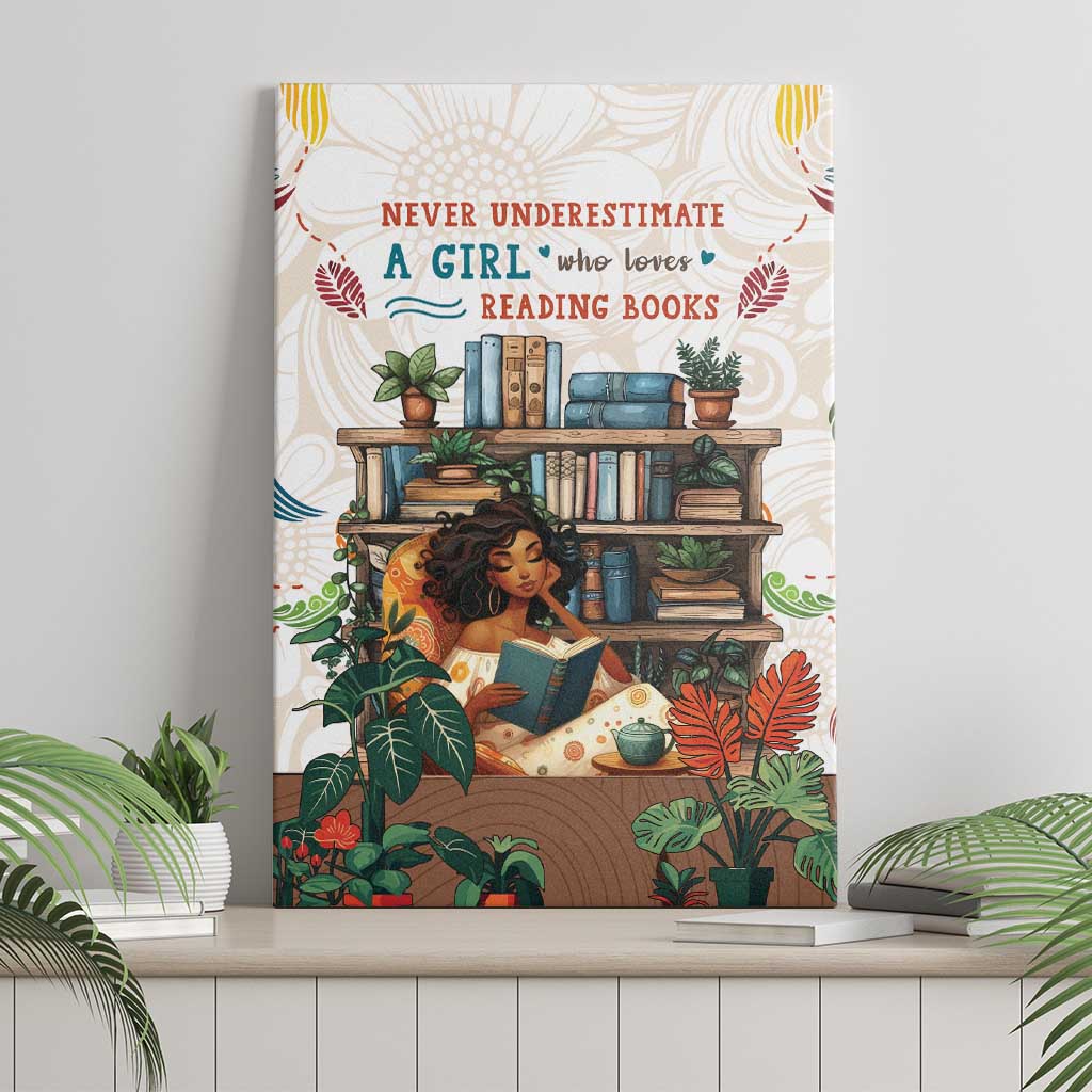 Never Underestimate A Girl Who Loves Reading Books Canvas Wall Art African Book Lovers