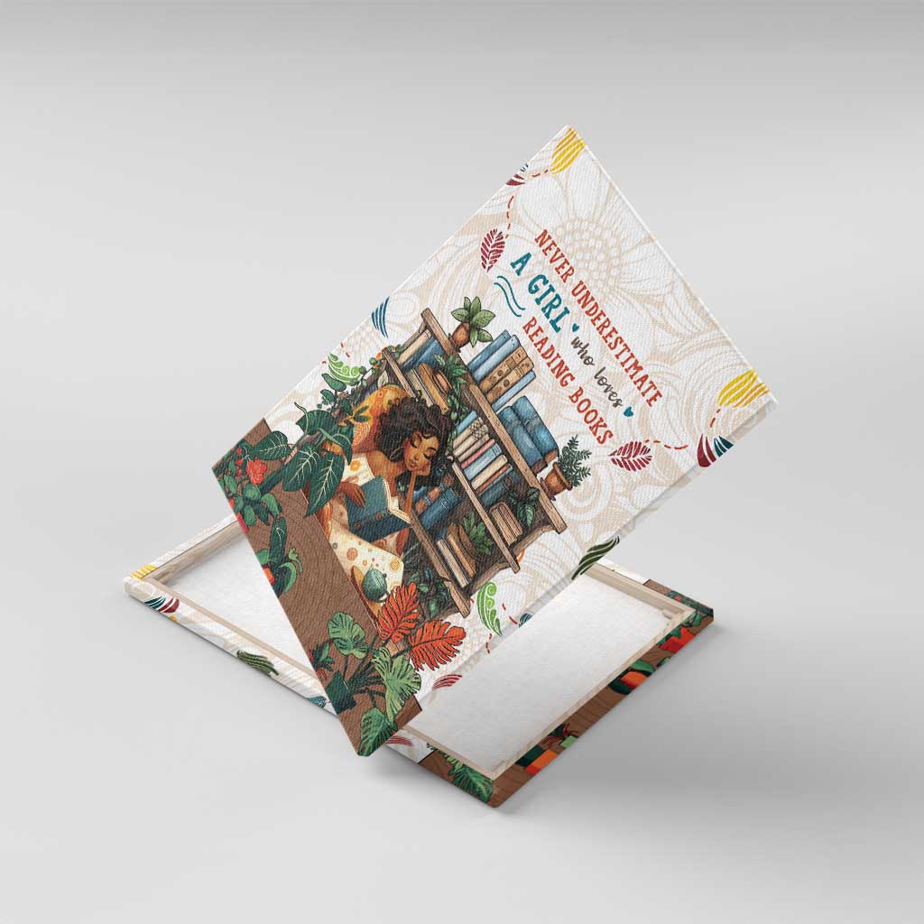 Never Underestimate A Girl Who Loves Reading Books Canvas Wall Art African Book Lovers