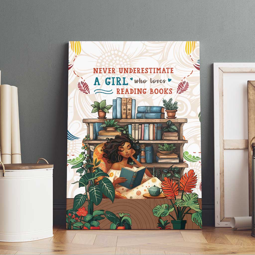 Never Underestimate A Girl Who Loves Reading Books Canvas Wall Art African Book Lovers