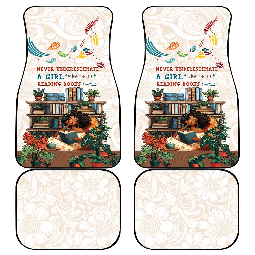 Never Underestimate A Girl Who Loves Reading Books Car Mats African Book Lovers