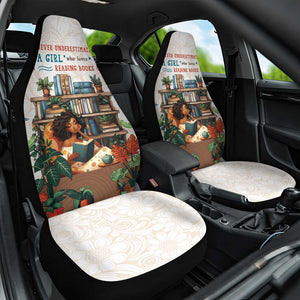 Never Underestimate A Girl Who Loves Reading Books Car Seat Cover African Book Lovers