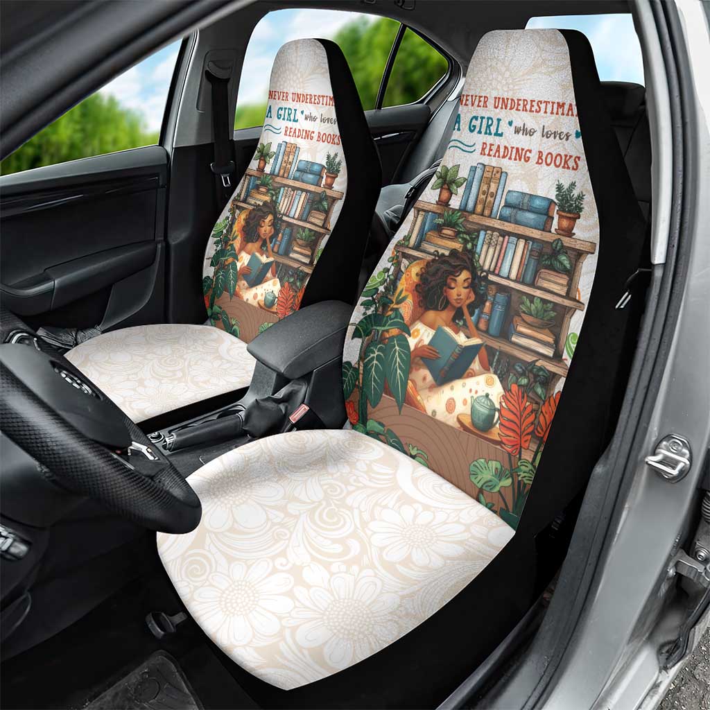Never Underestimate A Girl Who Loves Reading Books Car Seat Cover African Book Lovers