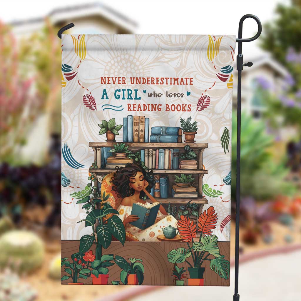 Never Underestimate A Girl Who Loves Reading Books Garden Flag African Book Lovers