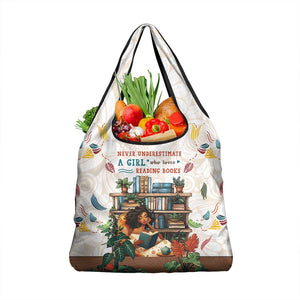 Never Underestimate A Girl Who Loves Reading Books Grocery Bag African Book Lovers