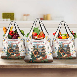 Never Underestimate A Girl Who Loves Reading Books Grocery Bag African Book Lovers