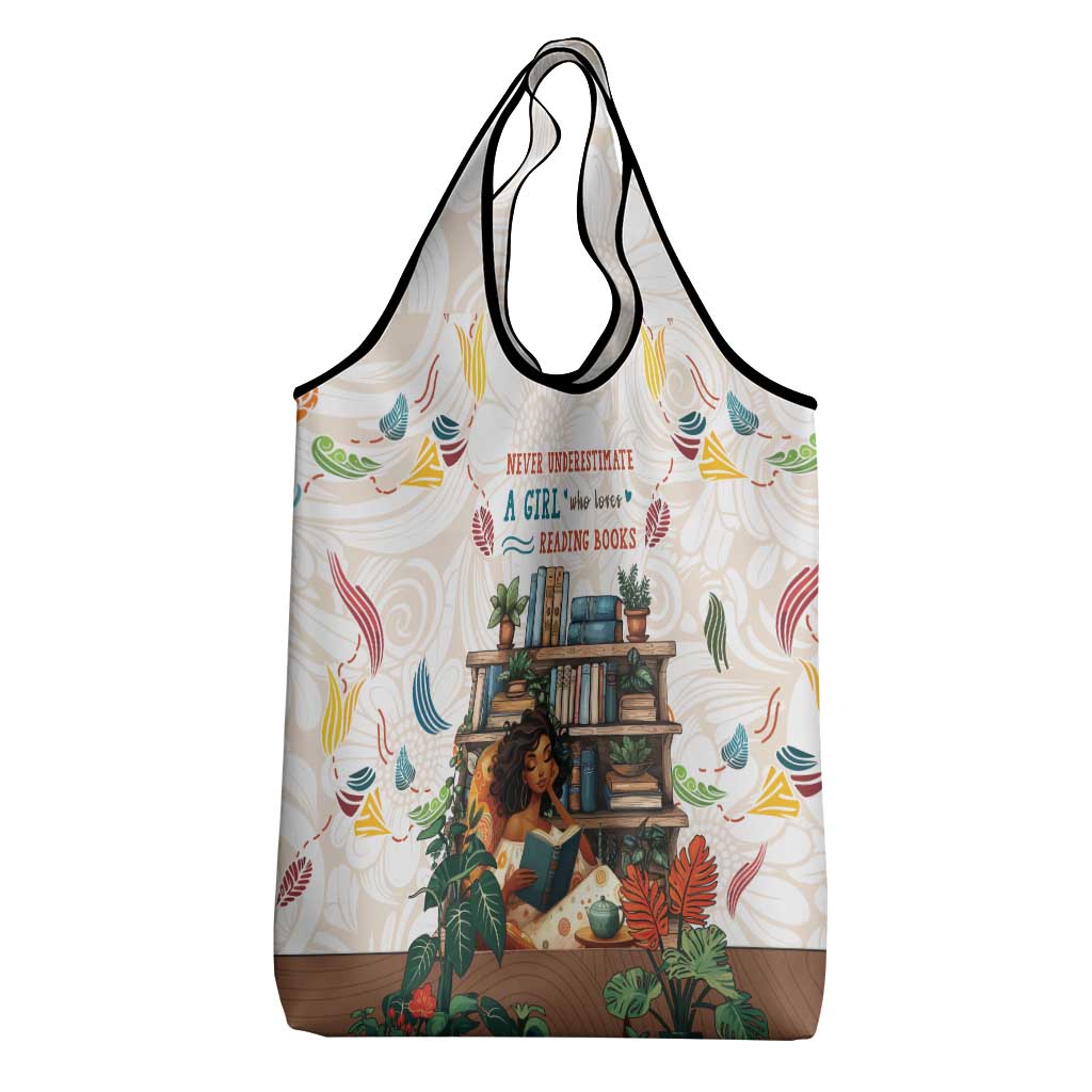 Never Underestimate A Girl Who Loves Reading Books Grocery Bag African Book Lovers