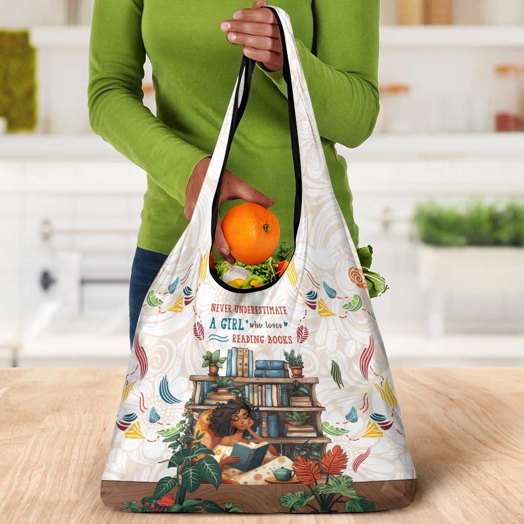 Never Underestimate A Girl Who Loves Reading Books Grocery Bag African Book Lovers
