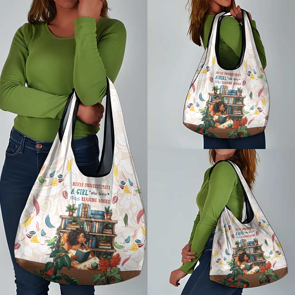 Never Underestimate A Girl Who Loves Reading Books Grocery Bag African Book Lovers