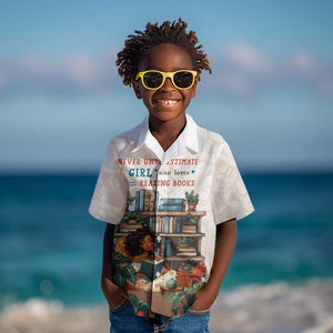 Never Underestimate A Girl Who Loves Reading Books Kid Hawaiian Shirt African Book Lovers