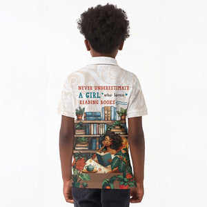 Never Underestimate A Girl Who Loves Reading Books Kid Polo Shirt African Book Lovers