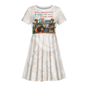 Never Underestimate A Girl Who Loves Reading Books Kid Short Sleeve Dress African Book Lovers