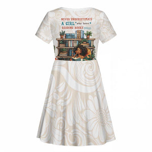 Never Underestimate A Girl Who Loves Reading Books Kid Short Sleeve Dress African Book Lovers