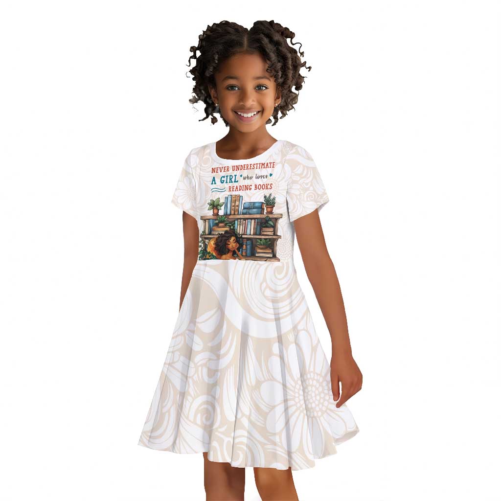 Never Underestimate A Girl Who Loves Reading Books Kid Short Sleeve Dress African Book Lovers