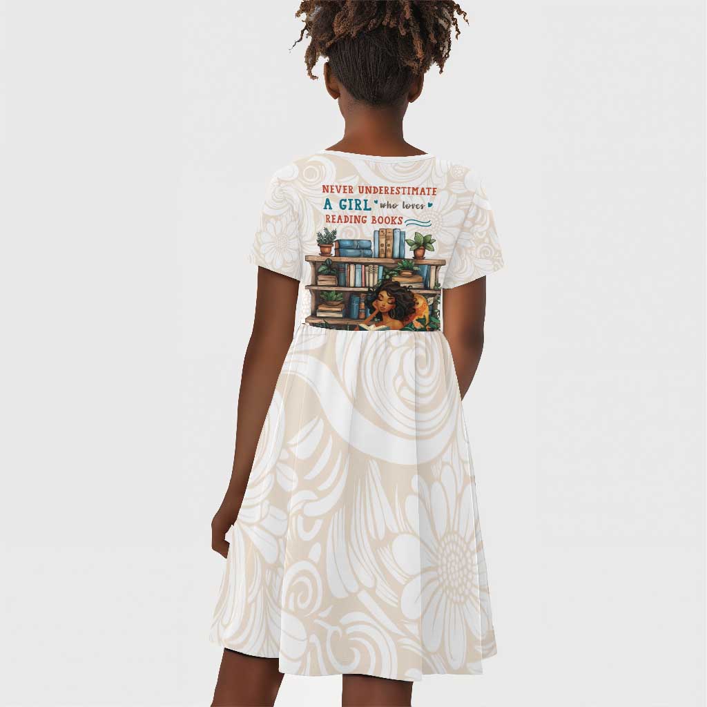 Never Underestimate A Girl Who Loves Reading Books Kid Short Sleeve Dress African Book Lovers