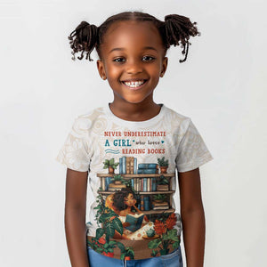 Never Underestimate A Girl Who Loves Reading Books Kid T shirt African Book Lovers