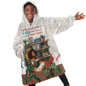 Never Underestimate A Girl Who Loves Reading Books Kid Wearable Blanket Hoodie African Book Lovers