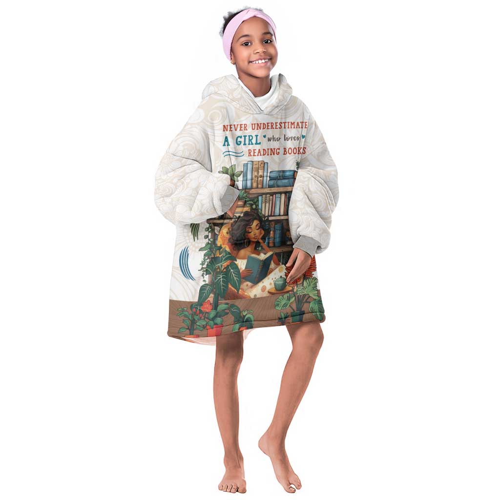 Never Underestimate A Girl Who Loves Reading Books Kid Wearable Blanket Hoodie African Book Lovers
