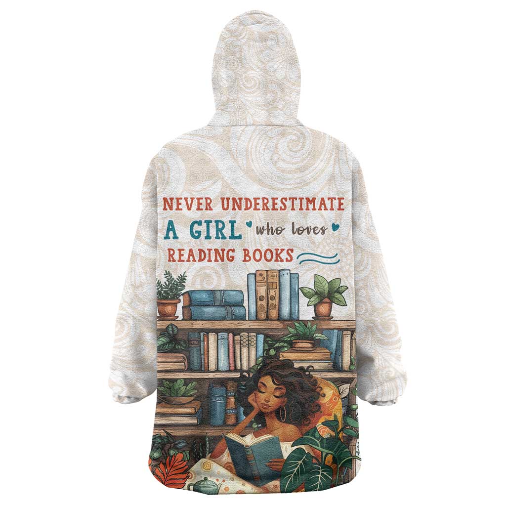 Never Underestimate A Girl Who Loves Reading Books Kid Wearable Blanket Hoodie African Book Lovers