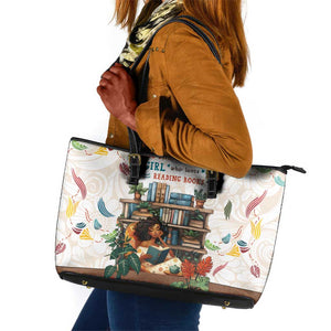 Never Underestimate A Girl Who Loves Reading Books Leather Tote Bag African Book Lovers