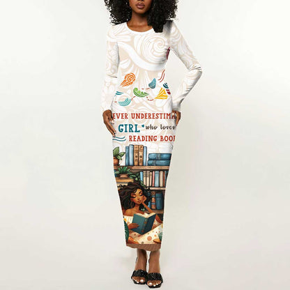 Never Underestimate A Girl Who Loves Reading Books Long Sleeve Bodycon Dress African Book Lovers DT04