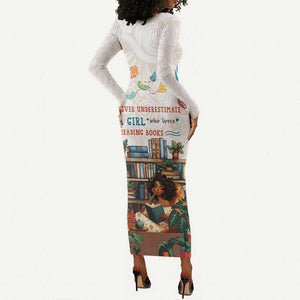 Never Underestimate A Girl Who Loves Reading Books Long Sleeve Bodycon Dress African Book Lovers DT04