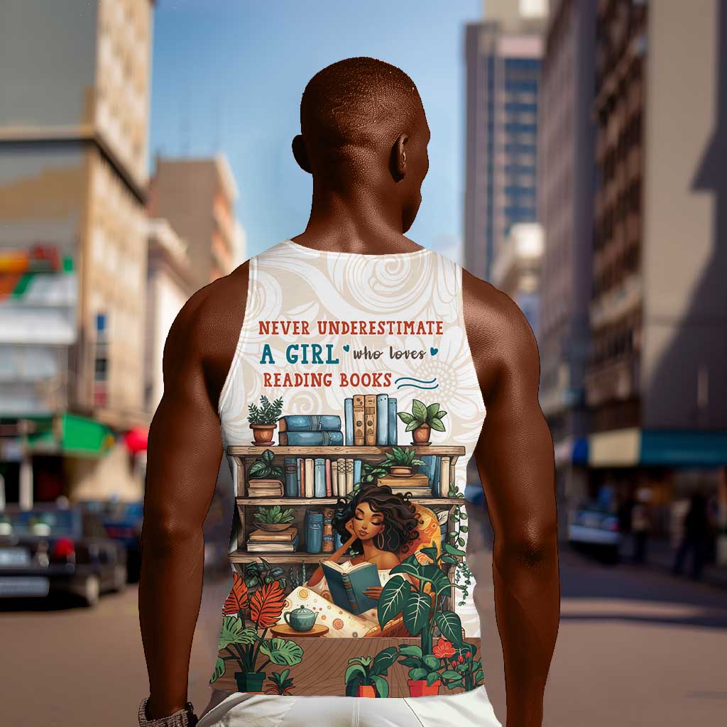 Never Underestimate A Girl Who Loves Reading Books Men Tank Top African Book Lovers