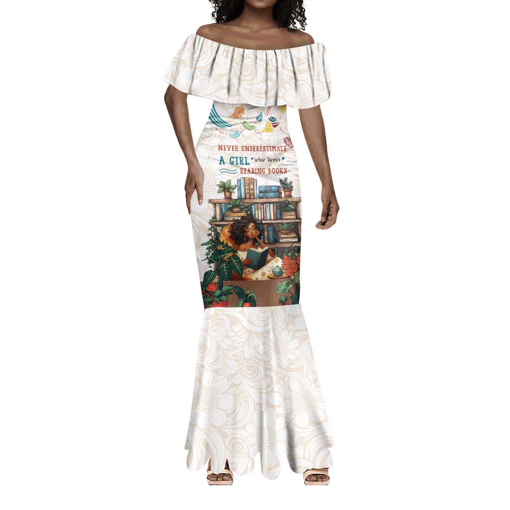 Never Underestimate A Girl Who Loves Reading Books Mermaid Dress African Book Lovers