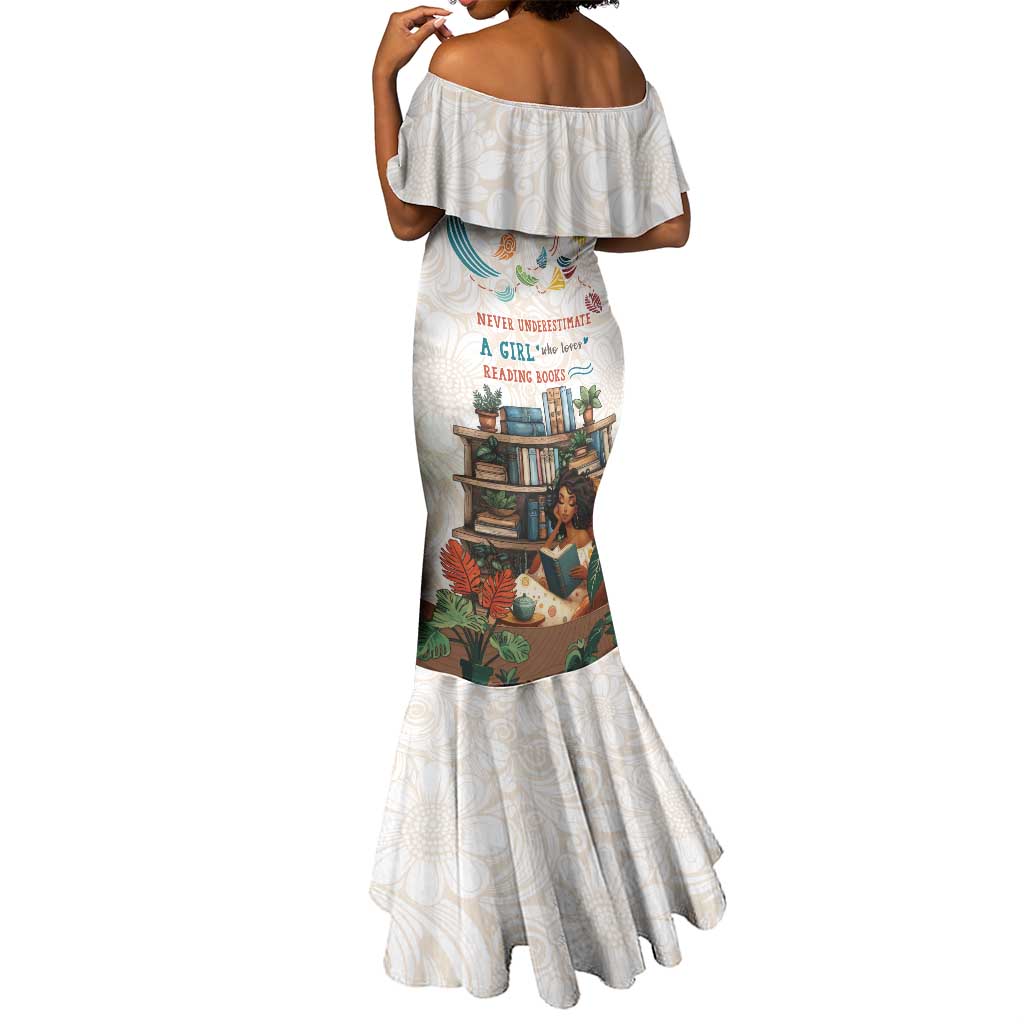 Never Underestimate A Girl Who Loves Reading Books Mermaid Dress African Book Lovers
