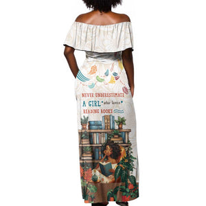 Never Underestimate A Girl Who Loves Reading Books Off Shoulder Maxi Dress African Book Lovers