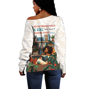 Never Underestimate A Girl Who Loves Reading Books Off Shoulder Sweater African Book Lovers
