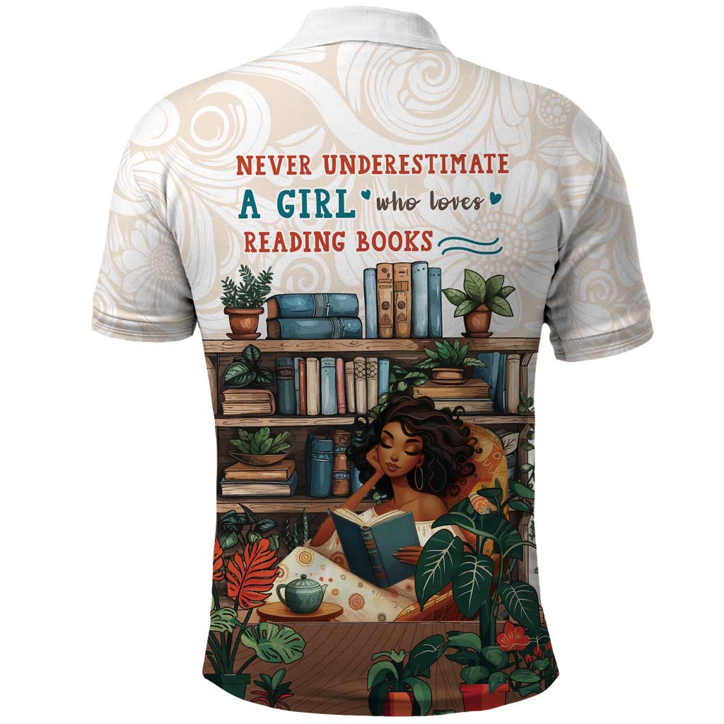 Never Underestimate A Girl Who Loves Reading Books Polo Shirt African Book Lovers
