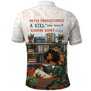Never Underestimate A Girl Who Loves Reading Books Polo Shirt African Book Lovers