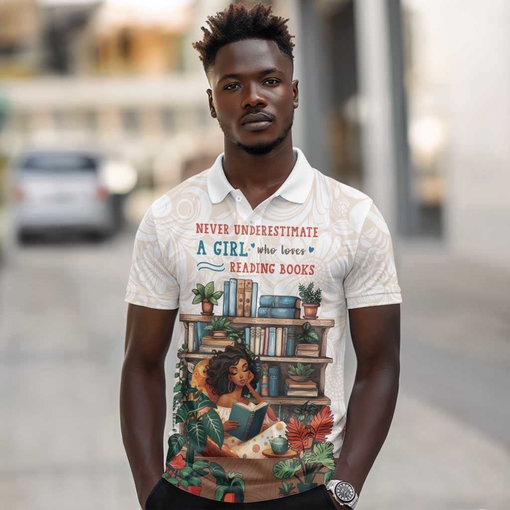 Never Underestimate A Girl Who Loves Reading Books Polo Shirt African Book Lovers