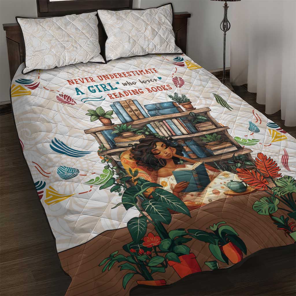 Never Underestimate A Girl Who Loves Reading Books Quilt Bed Set African Book Lovers