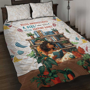 Never Underestimate A Girl Who Loves Reading Books Quilt Bed Set African Book Lovers