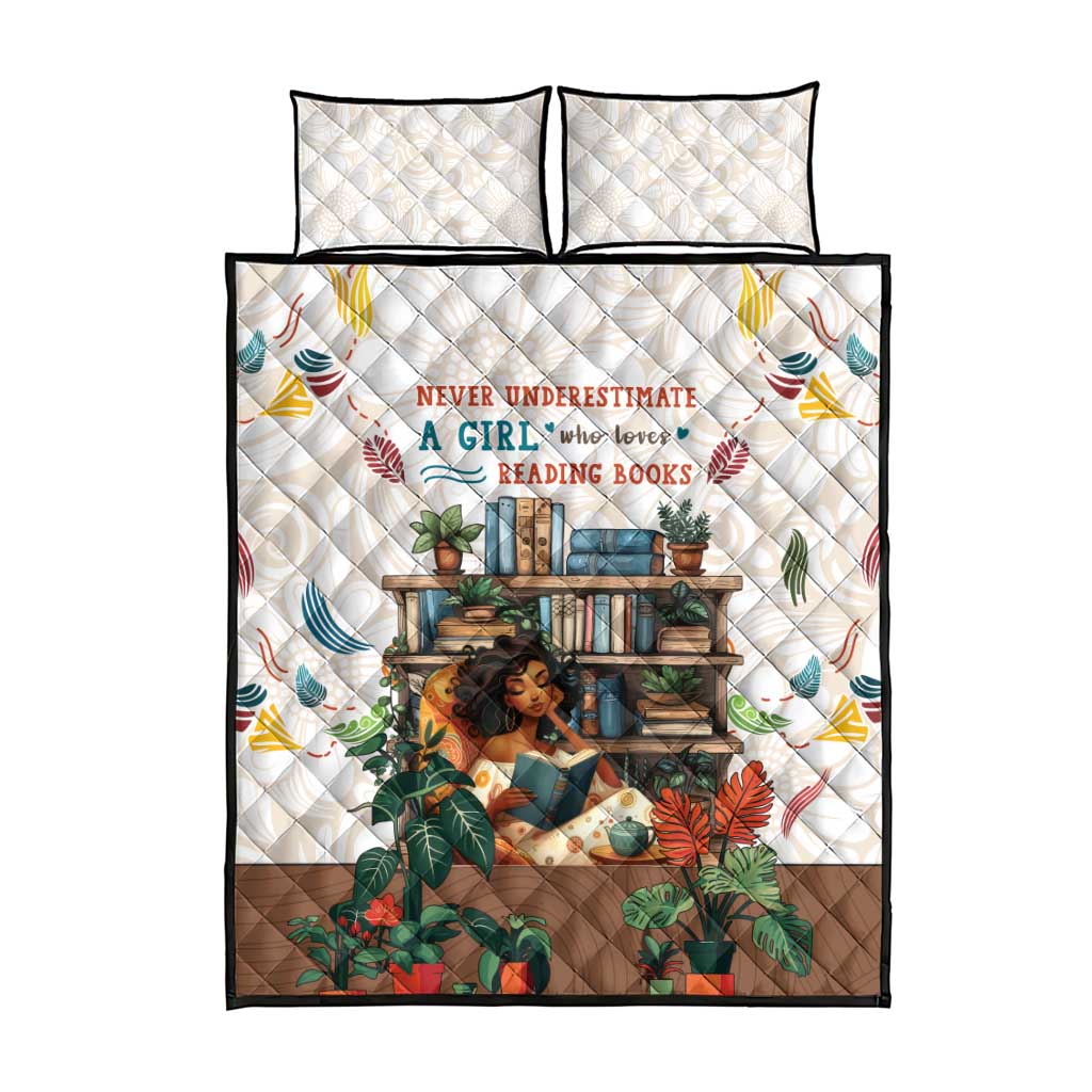 Never Underestimate A Girl Who Loves Reading Books Quilt Bed Set African Book Lovers