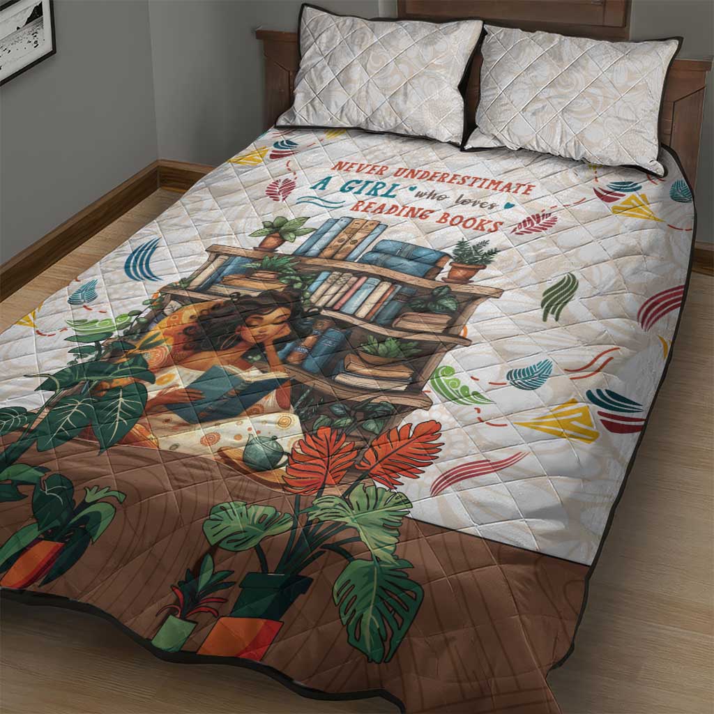 Never Underestimate A Girl Who Loves Reading Books Quilt Bed Set African Book Lovers