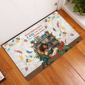 Never Underestimate A Girl Who Loves Reading Books Rubber Doormat African Book Lovers