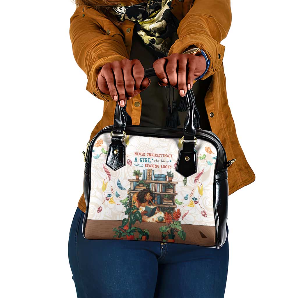 Never Underestimate A Girl Who Loves Reading Books Shoulder Handbag African Book Lovers