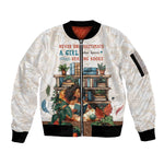 Never Underestimate A Girl Who Loves Reading Books Sleeve Zip Bomber Jacket African Book Lovers