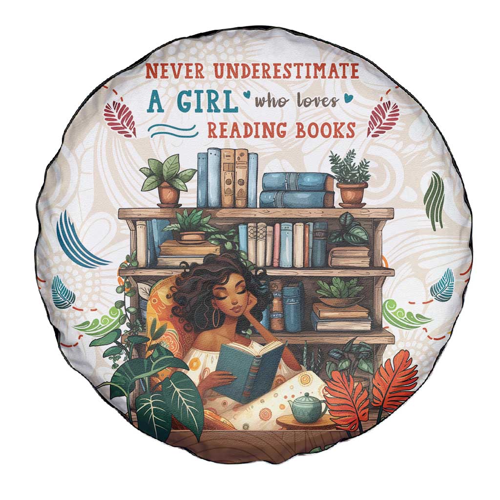 Never Underestimate A Girl Who Loves Reading Books Spare Tire Cover African Book Lovers