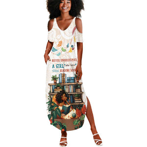 Never Underestimate A Girl Who Loves Reading Books Summer Maxi Dress African Book Lovers
