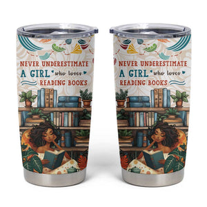 Never Underestimate A Girl Who Loves Reading Books Tumbler Cup African Book Lovers