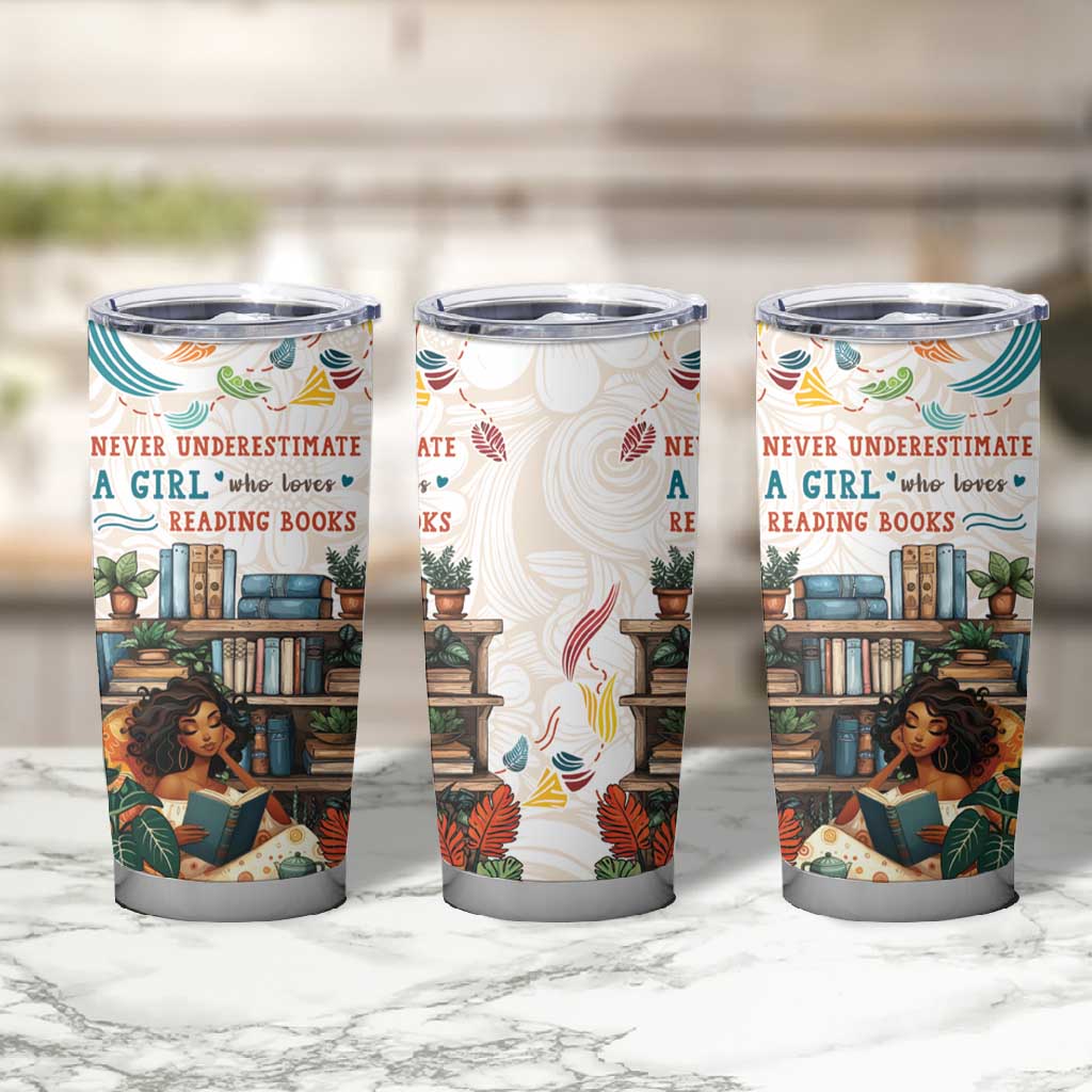 Never Underestimate A Girl Who Loves Reading Books Tumbler Cup African Book Lovers