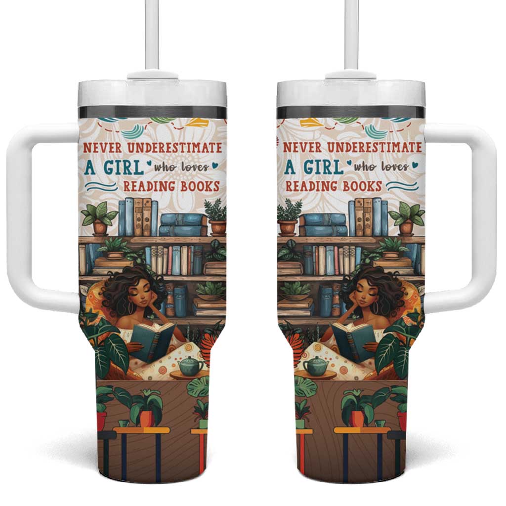 Never Underestimate A Girl Who Loves Reading Books Tumbler With Handle African Book Lovers