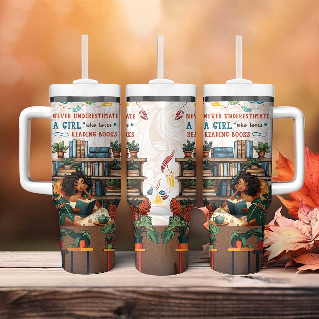 Never Underestimate A Girl Who Loves Reading Books Tumbler With Handle African Book Lovers