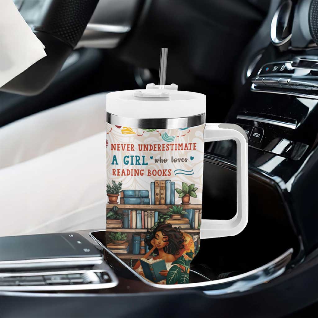 Never Underestimate A Girl Who Loves Reading Books Tumbler With Handle African Book Lovers
