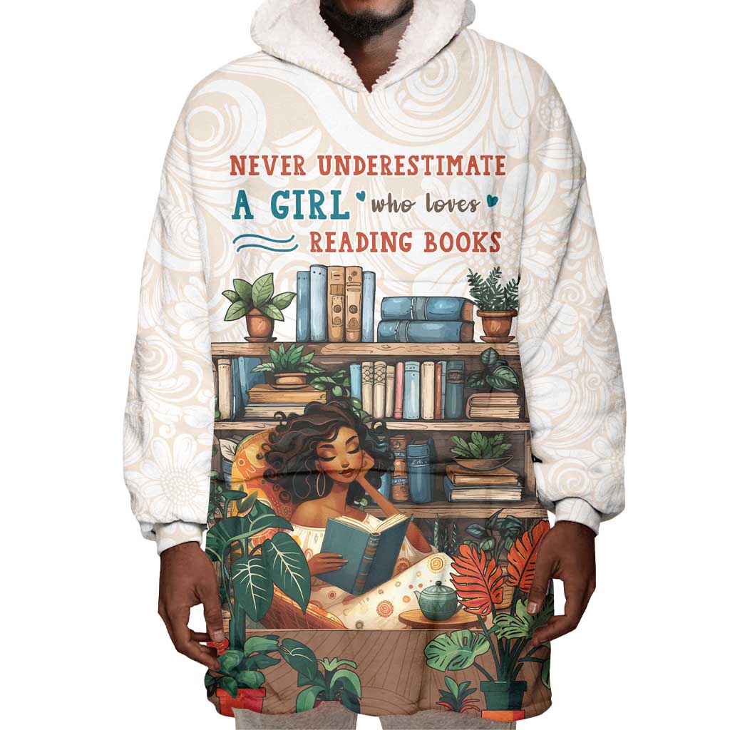 Never Underestimate A Girl Who Loves Reading Books Wearable Blanket Hoodie African Book Lovers