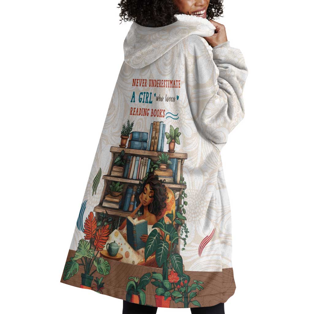 Never Underestimate A Girl Who Loves Reading Books Wearable Blanket Hoodie African Book Lovers